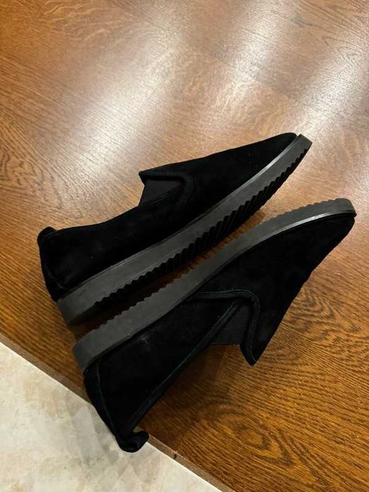 Buty Karl Lagerfeld Clement Black Suede Leather Slip Ons 41