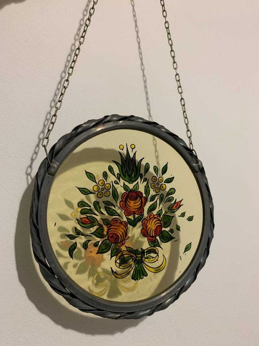Стеклянный подвесной декор с росписью и рисунками витраж