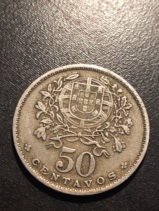 50  centavos  -Alpaca-  Republica Portuguesa - Portugal 1955	Soberba