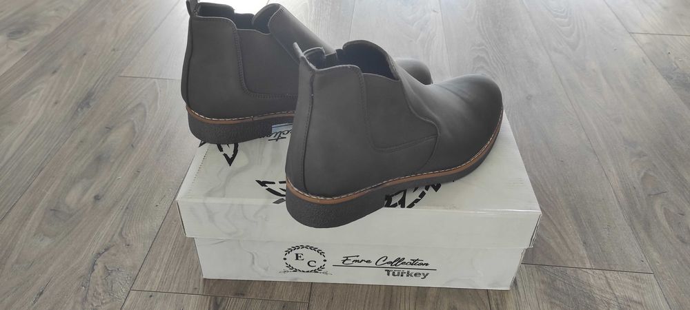Skórzane buty Sztyblety męskie czarne 41