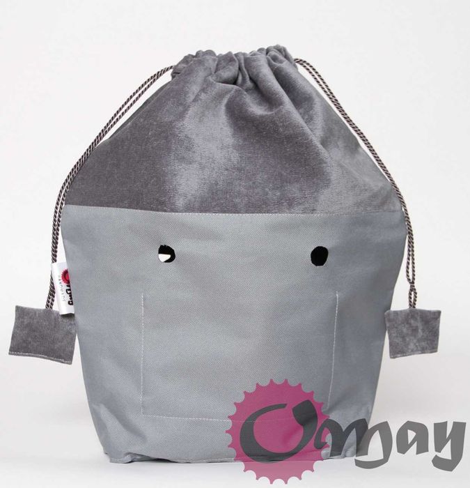 organizer OBAG MINI worek szary welur 2 kieszenie komin OMAY