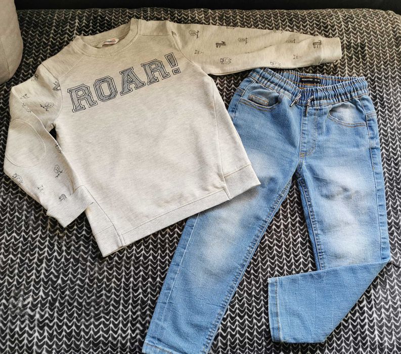 Paka ubranek dla chłopca rozm 110, spodnie dresowe, bluza, bluzeczki