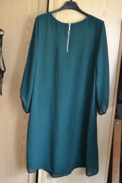 Zielona sukienka mgiełka luźna suwak z tyłu  ~ L 40