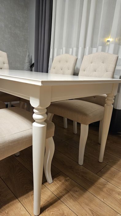 Stół rozkładany 155/215/87 cm + krzesła 5