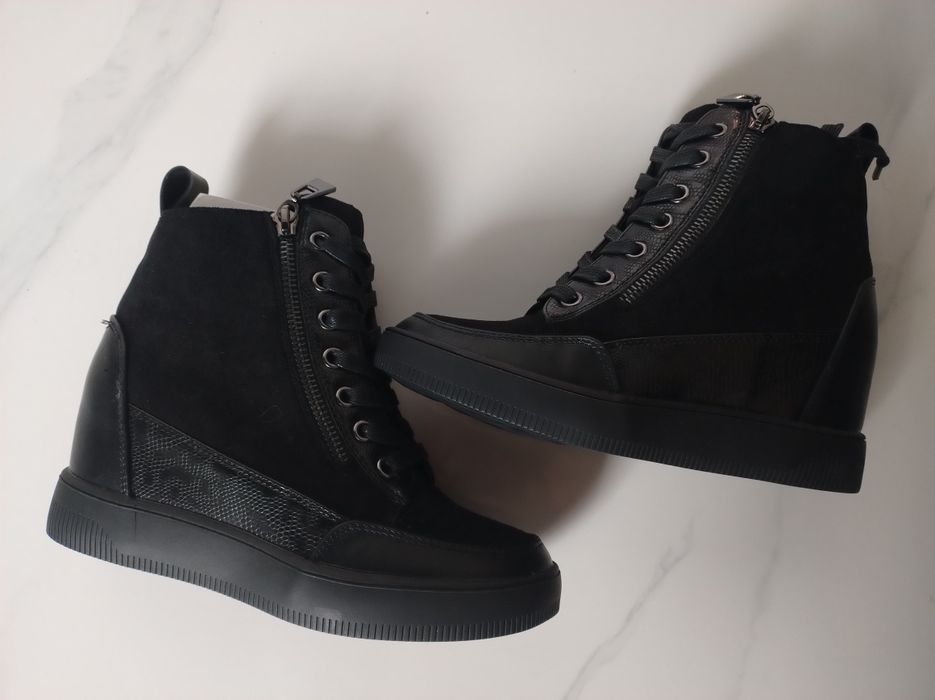 Buty botki czarne na koturnie 38 40