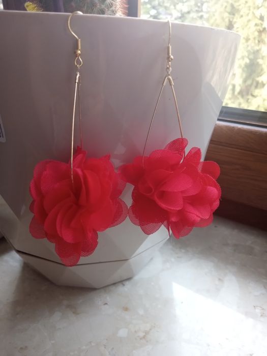 Kolczyki kwiaty czerwone