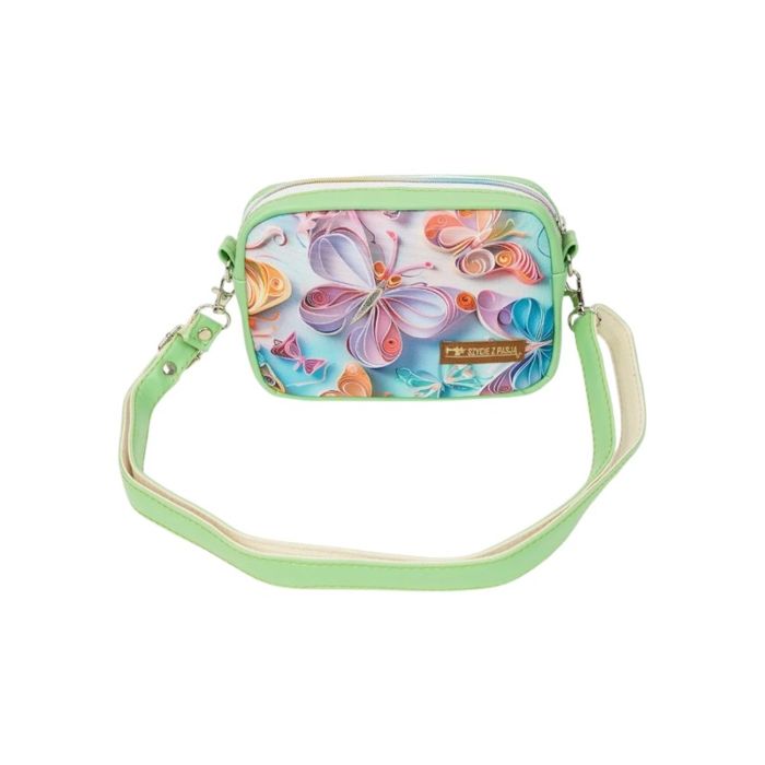 Mini Torebka Box z Ekoskóry z Kolorowymi Motylami w Pastelach