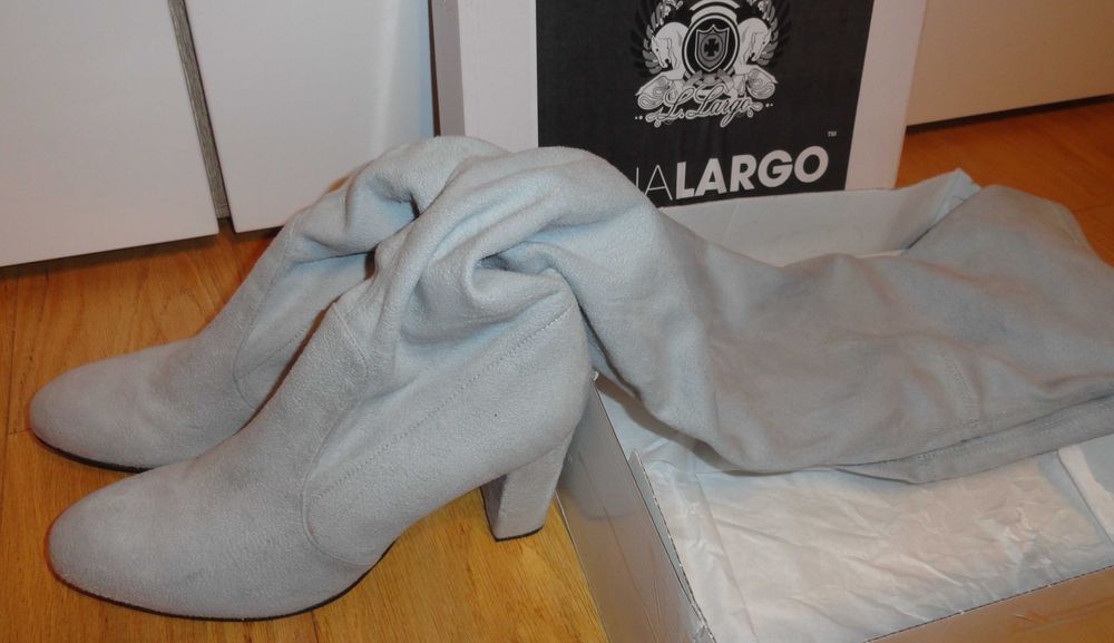 LENA LARGO kozaki za kolano szare strecz skóra 40