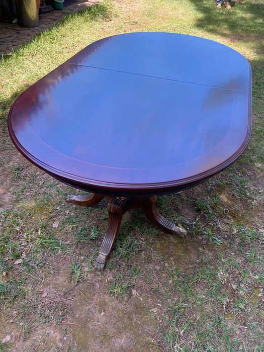 Grande Mesa Oval Mogno de Cuba Pés Garras Bronze 1,65 a 2,12 mt de cmp