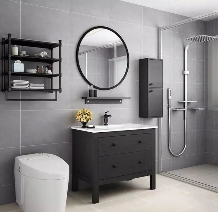 Nowe lustro LOFT 40 cm – czarna rama, eleganckie wykończenie