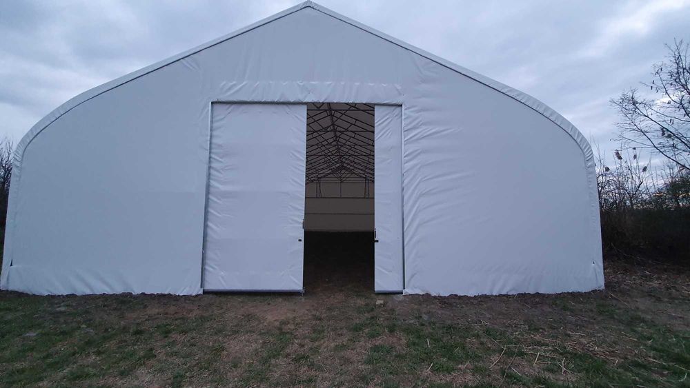 Hala łukowa HANGAR NA SAMOLOT szeroka brama garaż wiata