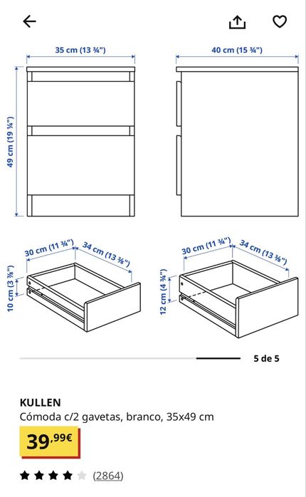 Mesa cabeceira Ikea preto nova