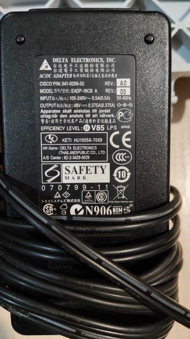 блок питания cisco AC/DC adapter 48V, 18W CP-PWR-CUBE