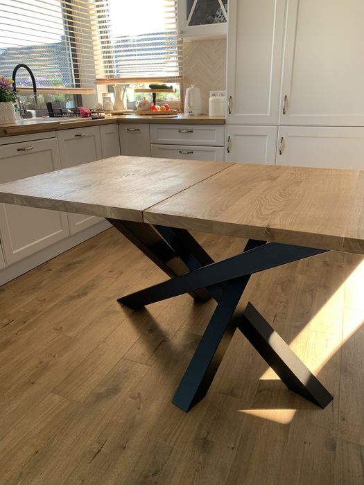 Stół dębowy rozkładany 140/240cm Loft Nowoczesna noga