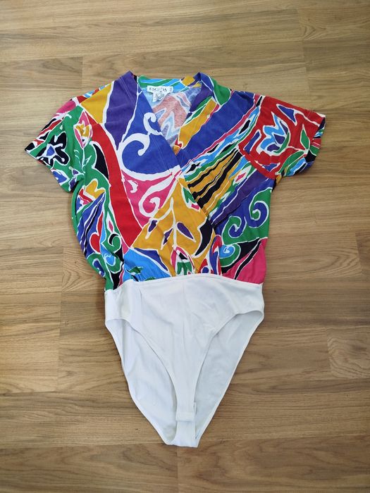 Escada by Margaretha Ley Kopertowe Body Vintage women's body 38 vintage bawełna 80s print cotton