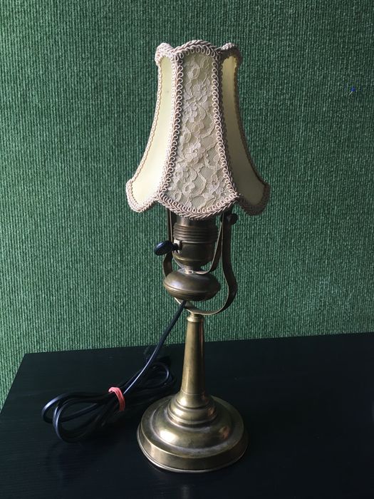 Mosiężna stara lampka nocna kinkiet abażur retro vintage lampa ścienna