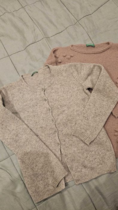 Sweterek Benetton kardigan wełna i kaszmir 128-134
