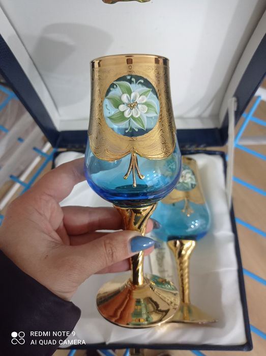 Copos vidro Murano com ouro 24k