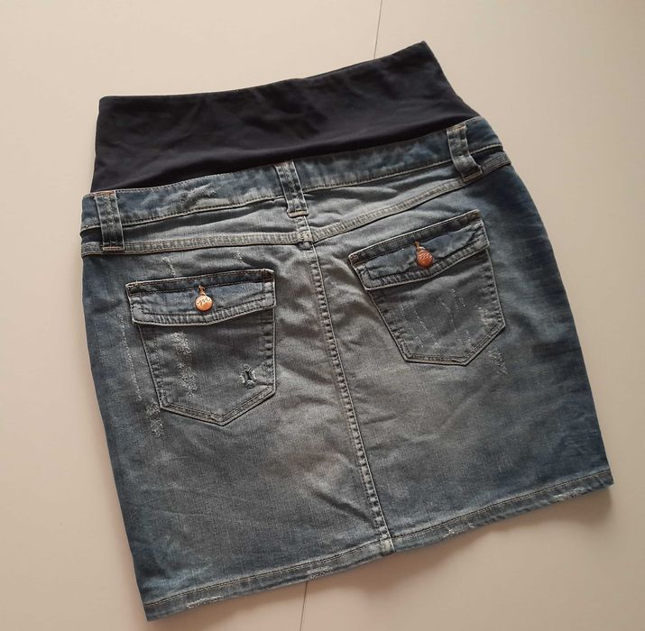 H&M MAMA spódnica jeans mini z przetarciami M