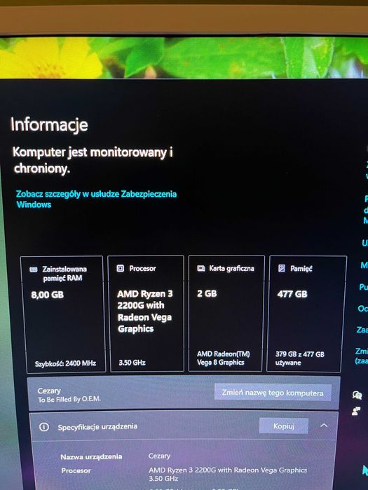 Gamingowy AMD Ryzen 3 8GB RAM 512 SSD RADEON Vega 8 2 GB