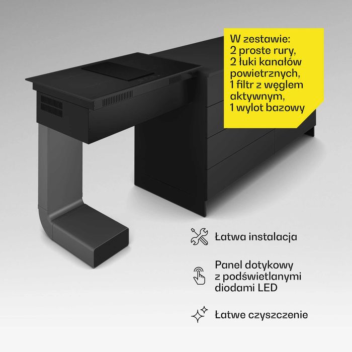 Płyta indukcyjna z okapem, wyciągiem, pochłaniaczem
