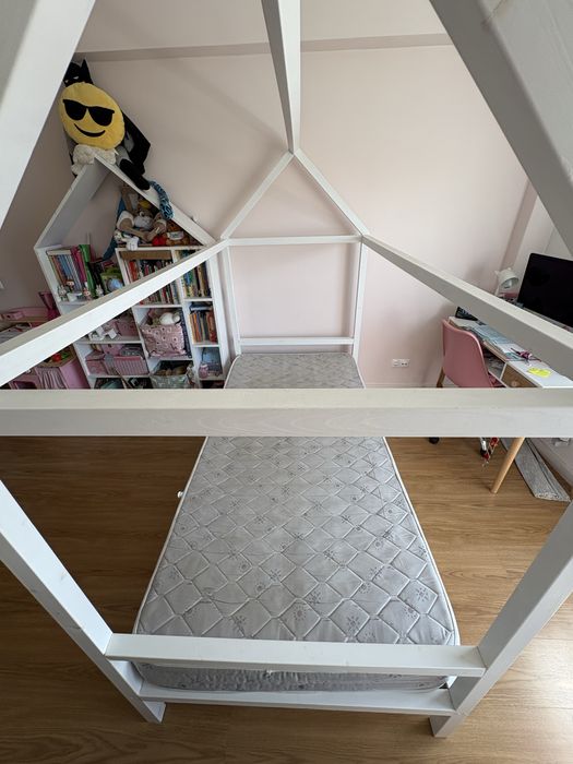 Cama Infantil Casinha em Madeira Branca  + oferta colchão