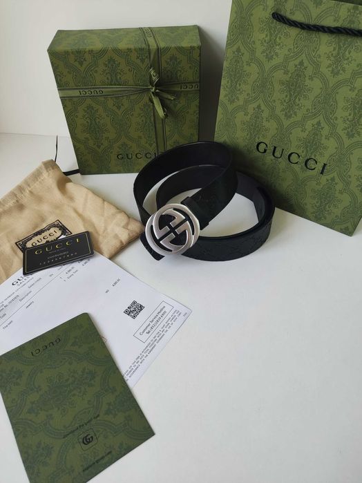 Gucciego Nowy pasek firmowy męski, damski, skóra 85.96