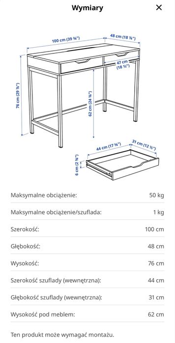Biurko Alex Ikea zielone