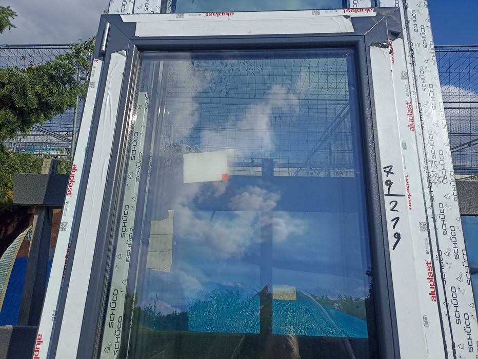 Okno balkonowe pcv 79/219 antracyt trzy szybowe