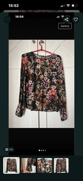 bluzka koszula z długim rękawem z łezką
ztyłu w kwiatki