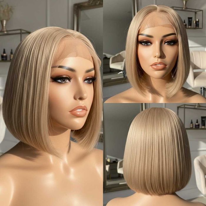 Krótka Peruka Blond Z Koronkową Podstawą Lace Front Wig