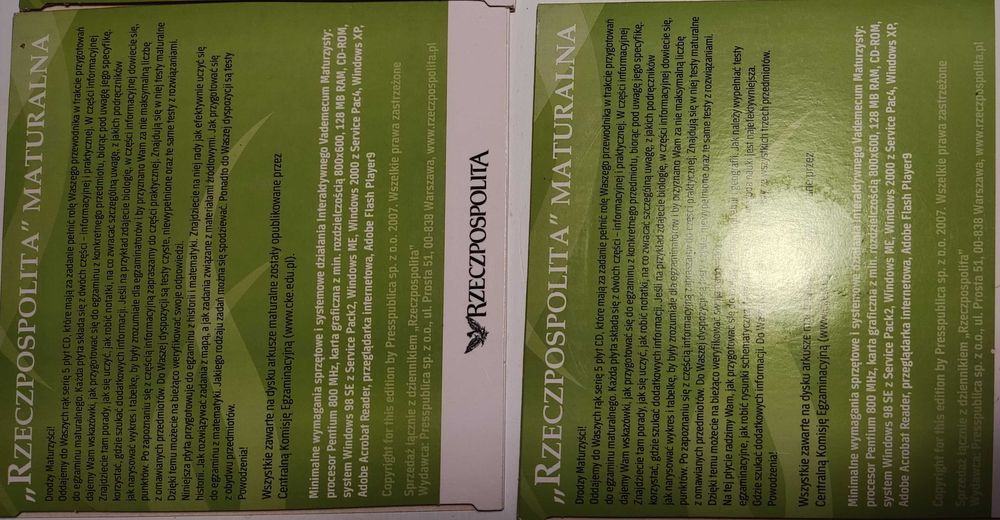 Przygotowanie do matury materiały CD różne przedmioty