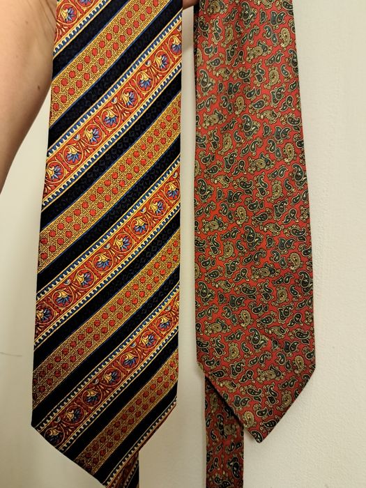 Krawat jedwabny krawaty jedwabne dwa krawaty vintage pure silk 100%