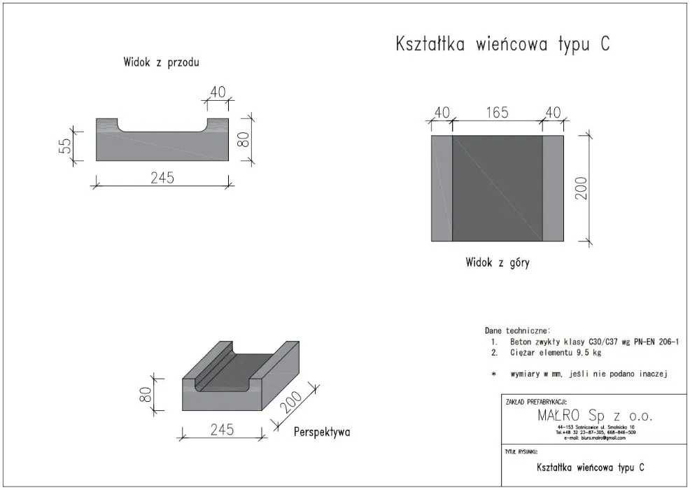 Kształtka wieńcowa typu C Pustak wieńcowy szalunkowy pustaki