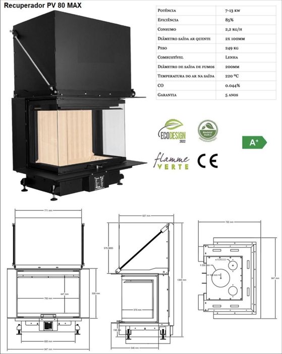 Recuperador Calor Acaminetti 3 Faces - NOVO c/ factura