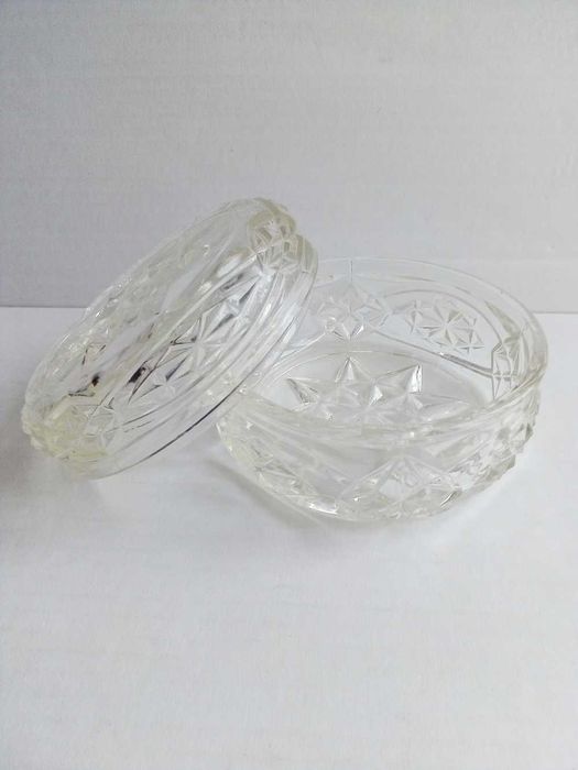 szklane puzderko Hortensja vintage PRL