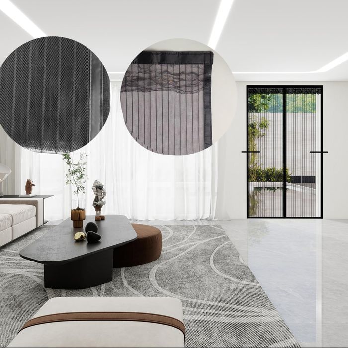 Moskitiera Magnetyczna na Drzwi Balkonowe Tarasowe Czarna 85 x 205 cm