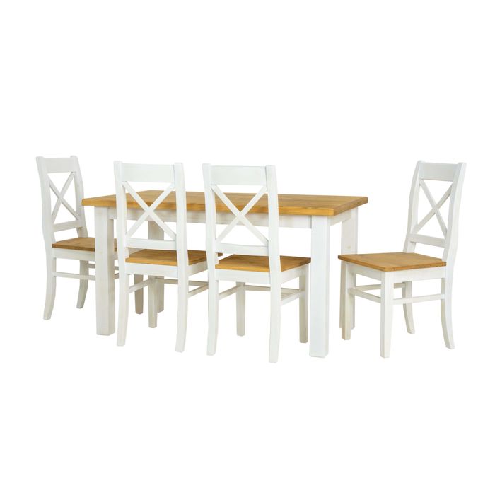 Drewniany postarzany stół 140x80 z krzesłami POPRAD II