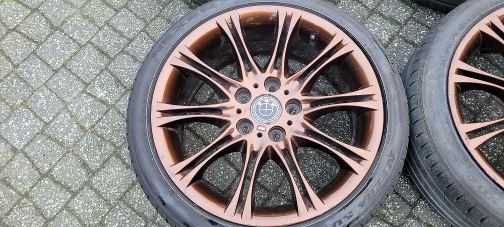 18" BMW oryginal E46 5x120 8j 8,5j  brazowe rude   Styling 135 + opony