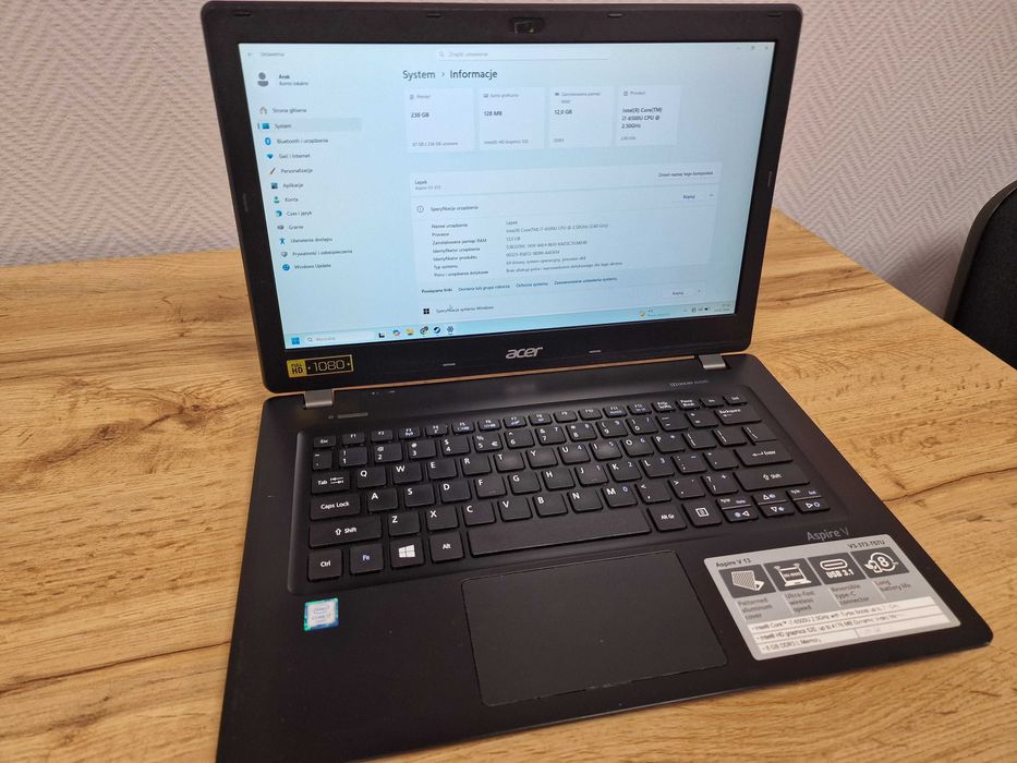 Laptop ACER Apire V13 V3-372 i7/12GB/240 13.3"