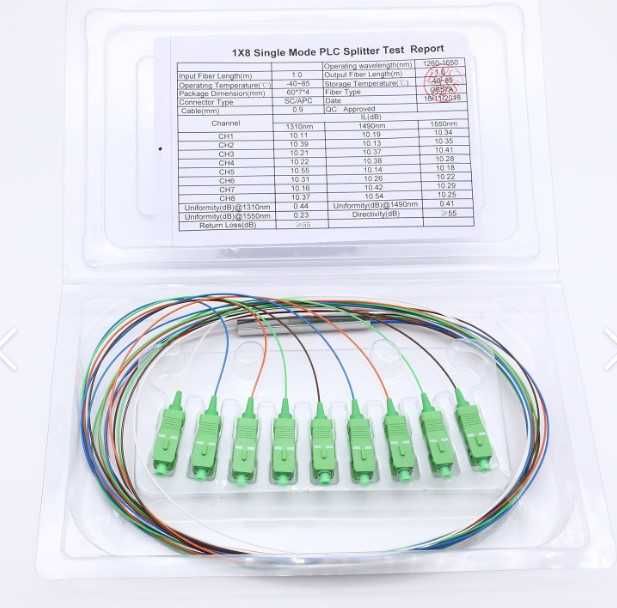 Splitter optyczny PLC Steelbox 1x8 Złącza SC/APC nowe ( cena 12 PLN )