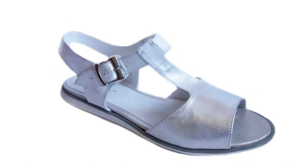 ŚLICZNE SANDAŁY damskie SREBRO płaskie 43
