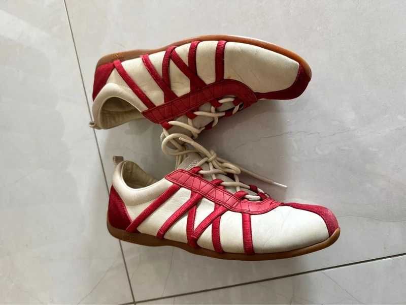 Buty vtg y2k Diesel Cielo Shoes Leather Suede Sneakers Beige Red 39