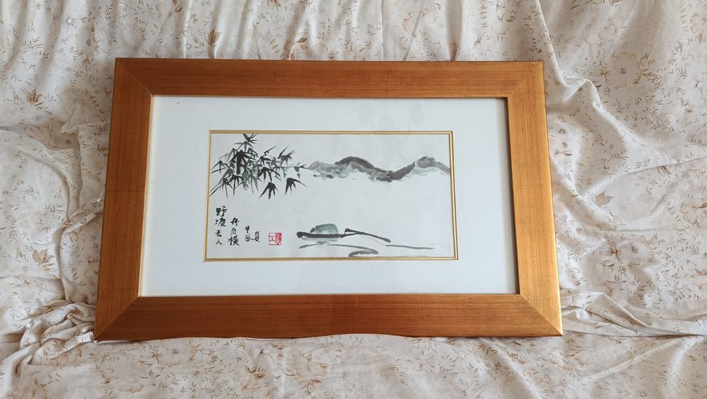 Pintura a tinta da china,pintada pelos proprios  artistas chineses