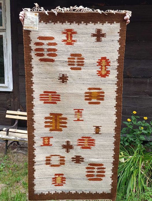 Kilim CEPELIA „ŁĄKA” projekt Szarras Poznań PRL metka