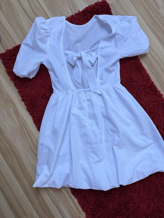 Sukienka damska z kokardą biała S