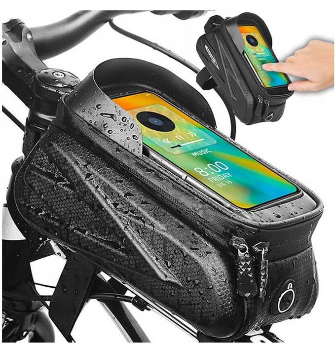 Torba na ramę roweru z pokrowcem na telefon – pojemna, wygodna