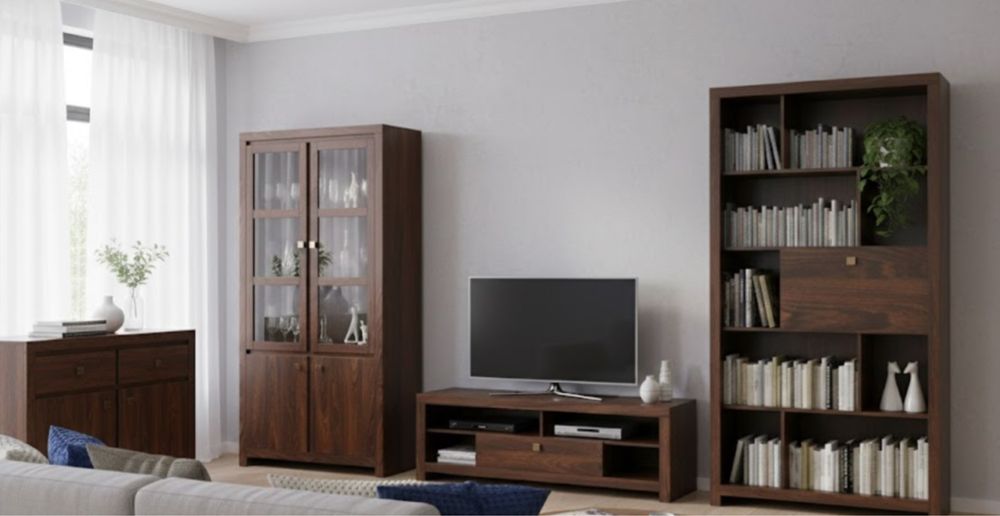 Forte Indigo regał dąb durance barek mosieżny uchwyt