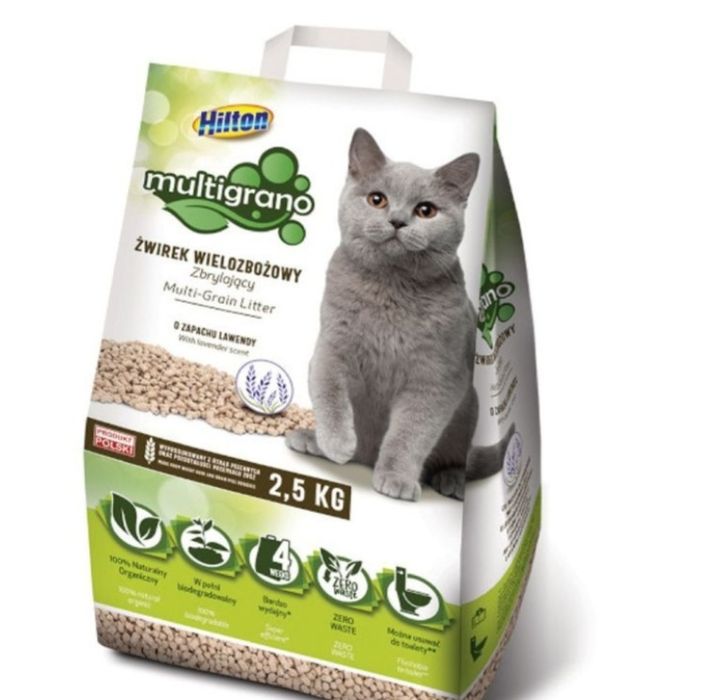 Wielozbozowy żwirek  dla kota 2.5L
