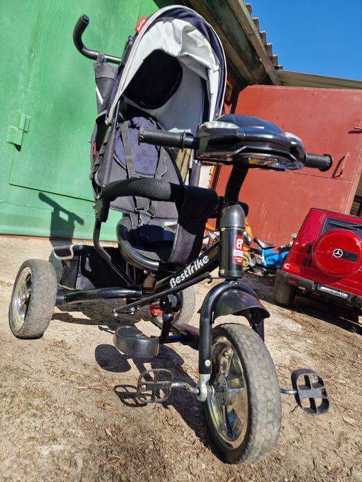 Дитячий триколісний велосипед Best Trike з батьківською ручкою,козирок
